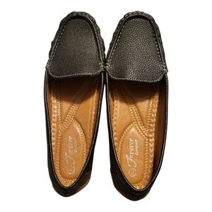 Black Textured Loafers by Forever
